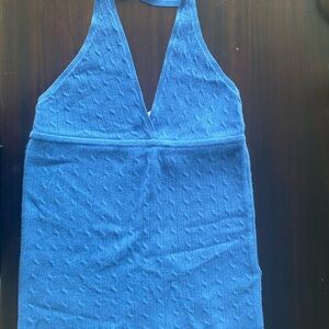 J. Crew 100% Cashmere Cable Knit Halter Blue Size Medium NWT $118